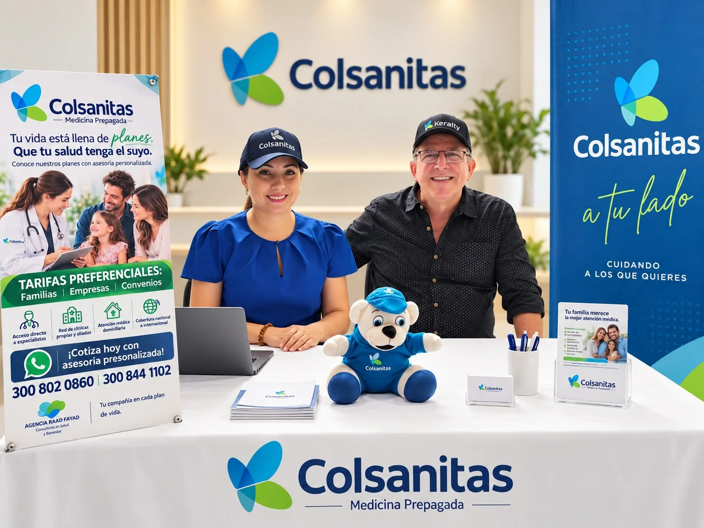 Susana y Elías, asesores de Agencia Raad Fayad para afiliación a Colsanitas